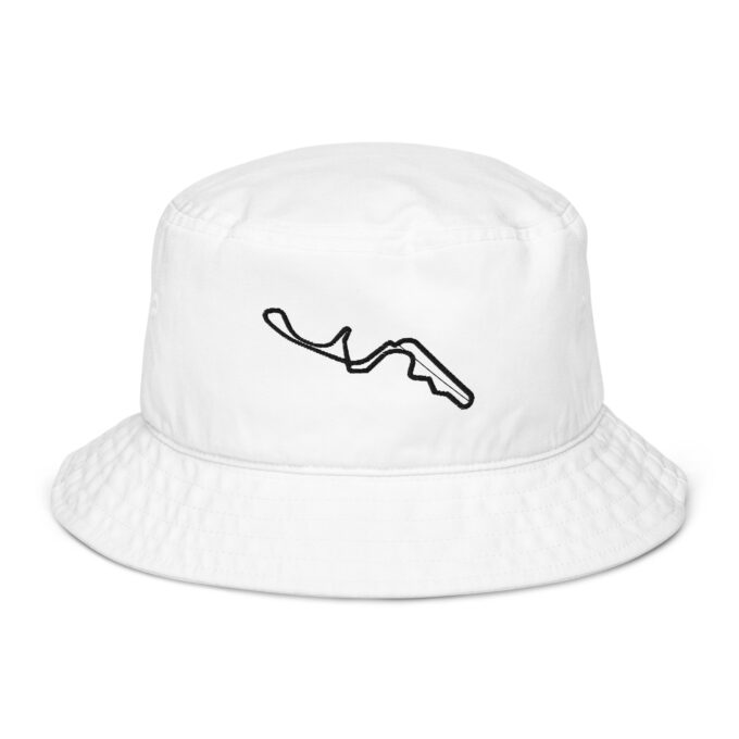 Suzaka Formula 1 race track organic bucket hat – with race circuit silhouette