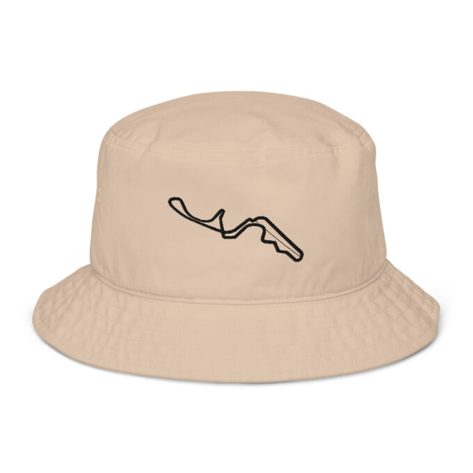 Suzaka Formula 1 race track organic bucket hat – with race circuit silhouette