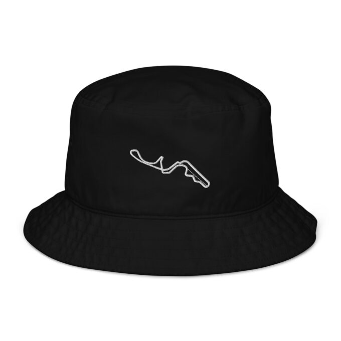 Suzaka Formula 1 race track organic bucket hat – with race circuit silhouette