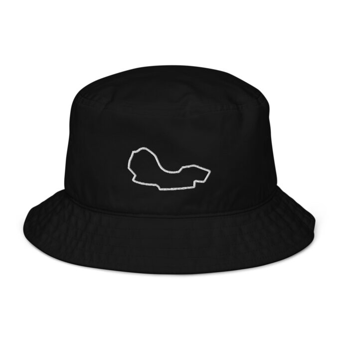 Melbourne Formula 1 race track organic bucket hat – with race circuit silhouette